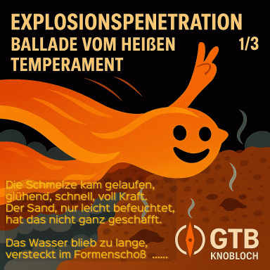 Gießereifehler: Explosionspenetration durch heiße Reaktionsgase.